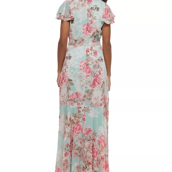 Eliza J Women's Printed V-Neck Flutter-Sleeve Dress - Picture 3 of 6